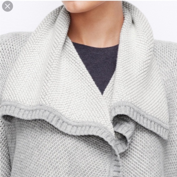 Ann Taylor Open Front Wool Blend Cardigan Gray L - Picture 3 of 9